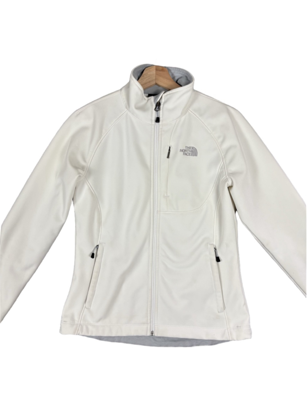 The North Face Womens Small White Cream Softshell Jacket Full Zip Fleece